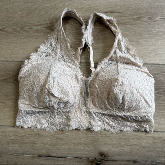 Aerie Lace Halter Bralette Size Large Beige - Picture 1 of 5